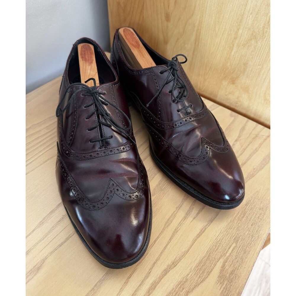 Florsheim Men's Burgundy Leather Wingtip Brogue Oxford Dress Shoes Lace-Up 10.5